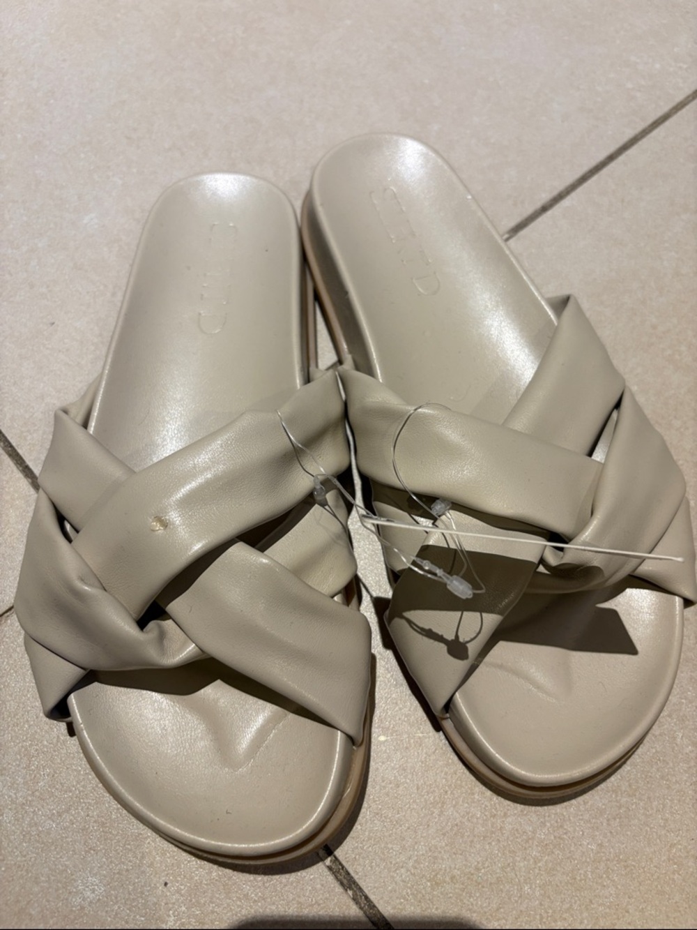 Silent D from Anthropologie Women’s Crisscross Slide Sandals in Light Taupe-new